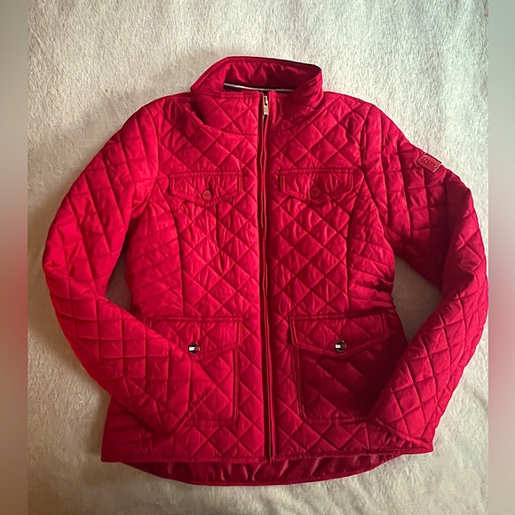 Tommy Hilfiger Jackets & Blazers - Tommy Hilfiger Women’s Red Quilted Jacket Full Zip size S